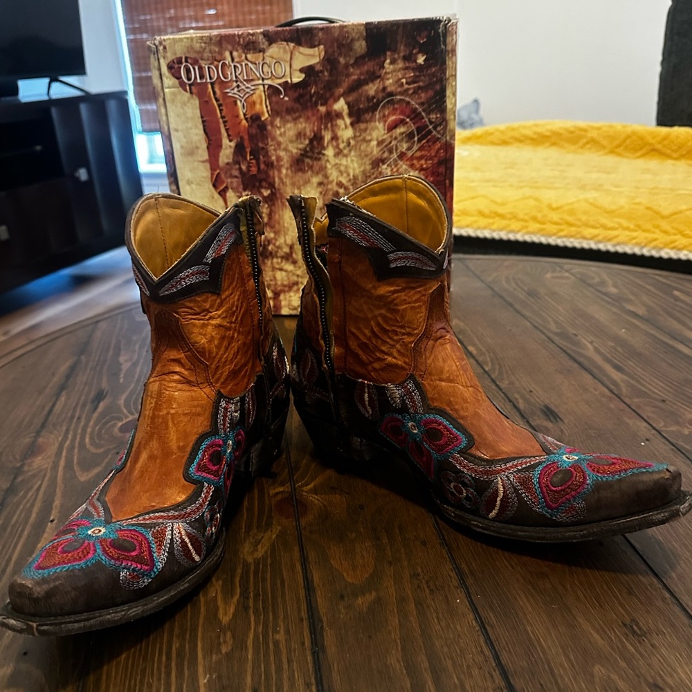 Old Gringo Women's Ankle Boots - Brown with Multicolor Embroidery